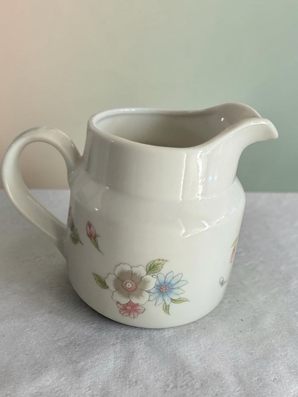 Vintage FTD Porcelain Floral Creamer Pitcher with Pastel Flower Design